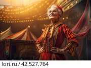 Agile Circus tent arena performer old woman. Generate Ai. Стоковое AI-изображение, AI-художник Иван Рябоконь / Фотобанк Лори