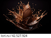 Sumptuous Cocoa chocolate splash. Generate Ai. Стоковое AI-изображение, AI-художник Иван Рябоконь / Фотобанк Лори