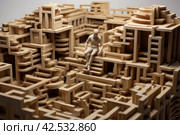 Man stuck in the middle of maze. Generate ai. Стоковое AI-изображение, AI-художник Иван Рябоконь / Фотобанк Лори