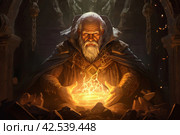 Mage old man fantasy dungeon. Generate Ai. Стоковое AI-изображение, AI-художник Иван Рябоконь / Фотобанк Лори