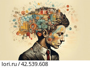 Detailed Male brain abilities research. Generate ai. Стоковое AI-изображение, AI-художник Иван Рябоконь / Фотобанк Лори