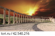 Forum (Oval Plaza) in Gerasa (Jerash), Jordan. Was built in the first century AD. Against the background of the sunset, 4K, time lapse (2024 год). Стоковое видео, видеограф Владимир Журавлев / Фотобанк Лори