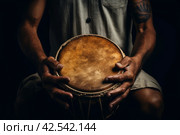 Musical Man drum folk hands. Generate Ai. Стоковое AI-изображение, AI-художник Иван Рябоконь / Фотобанк Лори