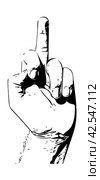 Middle finger hand drawn sign. Sketched fuck you gesture. Стоковая иллюстрация, иллюстратор Константин Григорьев / Фотобанк Лори