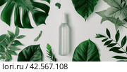water and oil repellant spray surrounded by green leaves. Стоковое AI-изображение, AI-художник Юлия Гапеенко / Фотобанк Лори