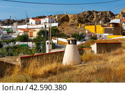 Aerial view of underground dwellings district in Guadix, Spain. Стоковое фото, фотограф Яков Филимонов / Фотобанк Лори