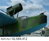 Морской ближний разведчик МБР-2-М-34 (летающая лодка, прозвище - «амбарчик» и «корова») обр. 1936 г. Активно применялся в период Великой Отечественной войны в качестве патрульного, транспортного, разведчика, спасательного, ночного бомбардировщика. Музей военной техники. Верхняя Пышма, Россия (2016 год). Редакционное фото, фотограф Сергей Елизарьев / Фотобанк Лори