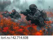 Combat soldiers of an elite counter-terrorism unit. Стоковое AI-изображение, AI-художник Анна Кривицкая / Фотобанк Лори