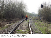 Обработка железнодорожного пути гербицидами (2024 год). Редакционное фото, фотограф Роман Лукьянов / Фотобанк Лори