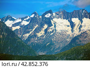 Scenic view of the mountain top Aiguille Verte. Western Alps. Стоковое фото, фотограф Яков Филимонов / Фотобанк Лори