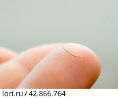 One dropped eyelash on finger, macro shoot. Стоковое фото, фотограф Ольга Сергеева / Фотобанк Лори