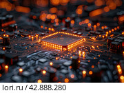 Circuit board. Technology background. Central Computer Processors CPU concept. Motherboard digital chip. Стоковое AI-изображение, AI-художник Ирина Михайличенко / Фотобанк Лори