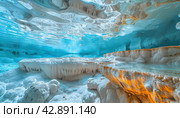The charm of thermal waters in an underwater kingdom with soft light. Стоковое AI-изображение, AI-художник Юрий Поздников / Фотобанк Лори