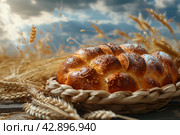 Shavuot, Pentecost is a holiday in Judaism. Стоковое AI-изображение, AI-художник Ирина Ручушкина / Фотобанк Лори