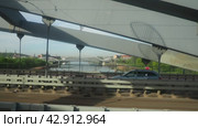 Krakow, Cracow, Poland, 04.09.2024: second-largest and one of the oldest cities in Poland Voivodeship. A trip around the city and central streets, view from the window. Bridge over the Vistula River. Редакционное видео, видеограф Юлия Петровская / Фотобанк Лори