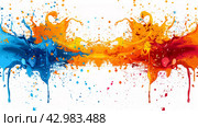 A white background with splashes of paint in different colors, AI. Стоковое AI-изображение, AI-художник Сергей Старуш / Фотобанк Лори