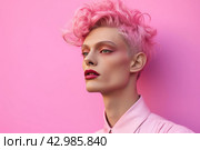 Pink non binary model. Generate ai. Стоковое AI-изображение, AI-художник Иван Рябоконь / Фотобанк Лори