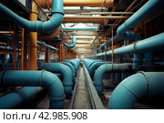 Complex Pipes installing concrete tunnel road. Generate Ai. Стоковое AI-изображение, AI-художник Иван Рябоконь / Фотобанк Лори