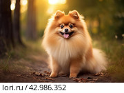 Pomeranian dog cooling off. Generate ai. Стоковое AI-изображение, AI-художник Иван Рябоконь / Фотобанк Лори