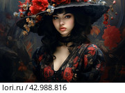 Woman dressed in cloth with colorful prints. Generate ai. Стоковое AI-изображение, AI-художник Иван Рябоконь / Фотобанк Лори