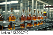 Conveyor factory for the production of cognac drinks. Generative AI. Стоковое AI-изображение, AI-художник Андрей Аркуша / Фотобанк Лори