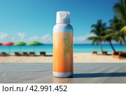 Squeezable Sunscreen bottle. Generate Ai. Стоковое AI-изображение, AI-художник Иван Рябоконь / Фотобанк Лори