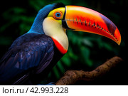 Colorful Tropical toucan. Generate Ai. Стоковое AI-изображение, AI-художник Иван Рябоконь / Фотобанк Лори