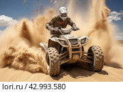 Rugged Quad bike sand. Generate Ai. Стоковое AI-изображение, AI-художник Иван Рябоконь / Фотобанк Лори