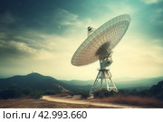 Large Radiotelescope antenna. Generate Ai. Стоковое AI-изображение, AI-художник Иван Рябоконь / Фотобанк Лори
