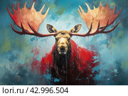 Grand Moose head majestic. Generate Ai. Стоковое AI-изображение, AI-художник Иван Рябоконь / Фотобанк Лори