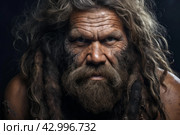 Ancient Neanderthal prehistoric man. Generate Ai. Стоковое AI-изображение, AI-художник Иван Рябоконь / Фотобанк Лори
