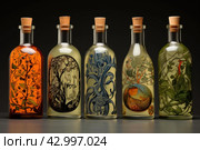 Unrefined Olive oil bottle virgin. Generate Ai. Стоковое AI-изображение, AI-художник Иван Рябоконь / Фотобанк Лори