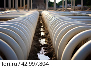 Intricate Pipes installing concrete tunnel. Generate Ai. Стоковое AI-изображение, AI-художник Иван Рябоконь / Фотобанк Лори