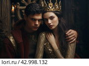 Enchanting Princess with crown with her prince. Generate ai. Стоковое AI-изображение, AI-художник Иван Рябоконь / Фотобанк Лори