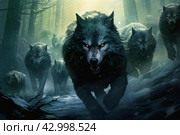 Ferocious Rebels wolfs fantasy dark. Generate Ai. Стоковое AI-изображение, AI-художник Иван Рябоконь / Фотобанк Лори