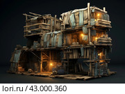 Shack wooden old pallets example roof. Generate Ai. Стоковое AI-изображение, AI-художник Иван Рябоконь / Фотобанк Лори