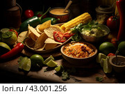 Textured Mexican food closeup. Generate Ai. Стоковое AI-изображение, AI-художник Иван Рябоконь / Фотобанк Лори