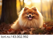 Immersed Pomeranian dog cooling off. Generate ai. Стоковое AI-изображение, AI-художник Иван Рябоконь / Фотобанк Лори