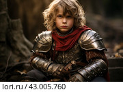 Audacious Medieval child knight. Generate Ai. Стоковое AI-изображение, AI-художник Иван Рябоконь / Фотобанк Лори