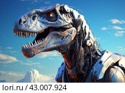 Vibrant Robotic dinosaur urban street art. Generate Ai. Стоковое AI-изображение, AI-художник Иван Рябоконь / Фотобанк Лори