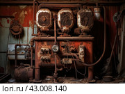 Outdated Rusty old damaged heating system pipe. Generate ai. Стоковое AI-изображение, AI-художник Иван Рябоконь / Фотобанк Лори