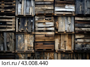 Weather-beaten Shack wooden old pallets example roof. Generate Ai. Стоковое AI-изображение, AI-художник Иван Рябоконь / Фотобанк Лори