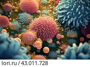 Uncontrolled Proliferating bacteria health. Generate Ai. Стоковое AI-изображение, AI-художник Иван Рябоконь / Фотобанк Лори