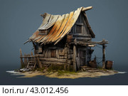 Verdant Shack wooden old pallets green grass. Generate Ai. Стоковое AI-изображение, AI-художник Иван Рябоконь / Фотобанк Лори