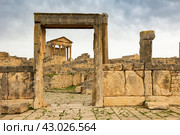 Ruins of ancient Roman capitol on territory of antic city of Dougga in area of modern Tunisia. Стоковое фото, фотограф Яков Филимонов / Фотобанк Лори