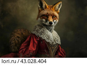 Anthropomorphic fox wearing noble. Generate ai. Стоковое AI-изображение, AI-художник Иван Рябоконь / Фотобанк Лори