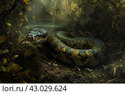 Massive Anaconda snake. Generate Ai. Стоковое AI-изображение, AI-художник Иван Рябоконь / Фотобанк Лори