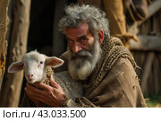 Saintly Jesus lamb god surrendered. Generate Ai. Стоковое AI-изображение, AI-художник Иван Рябоконь / Фотобанк Лори