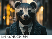 Distinctive Anthropomorphic badger wearing business manager suit. Generate ai. Стоковое AI-изображение, AI-художник Иван Рябоконь / Фотобанк Лори