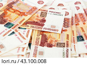 Российские рубли. Пятитысячные купюры крупным планом.  Money. Russian ruble. Стоковое фото, фотограф Лариса Гордеева / Фотобанк Лори
